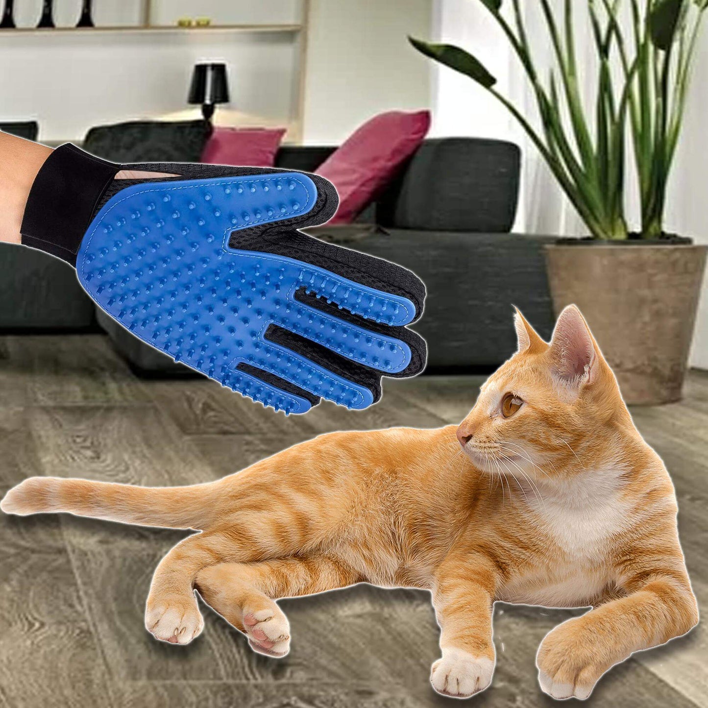 Pet Grooming Gloves Dog Brush Mitts Deshedding Hair Removal Massage by Periwinkle Eros | Buy at Pawport