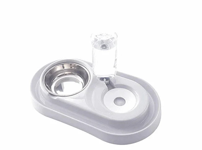 Stainless Steel Pet Bowls with Automatic Water Bottle by Tan Cress | Buy at Pawport