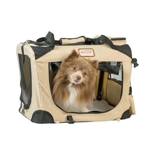 Armarkat Folding Soft Dog Crate Pet Travel Carrier - Beige by White Diomedes | Buy at Pawport