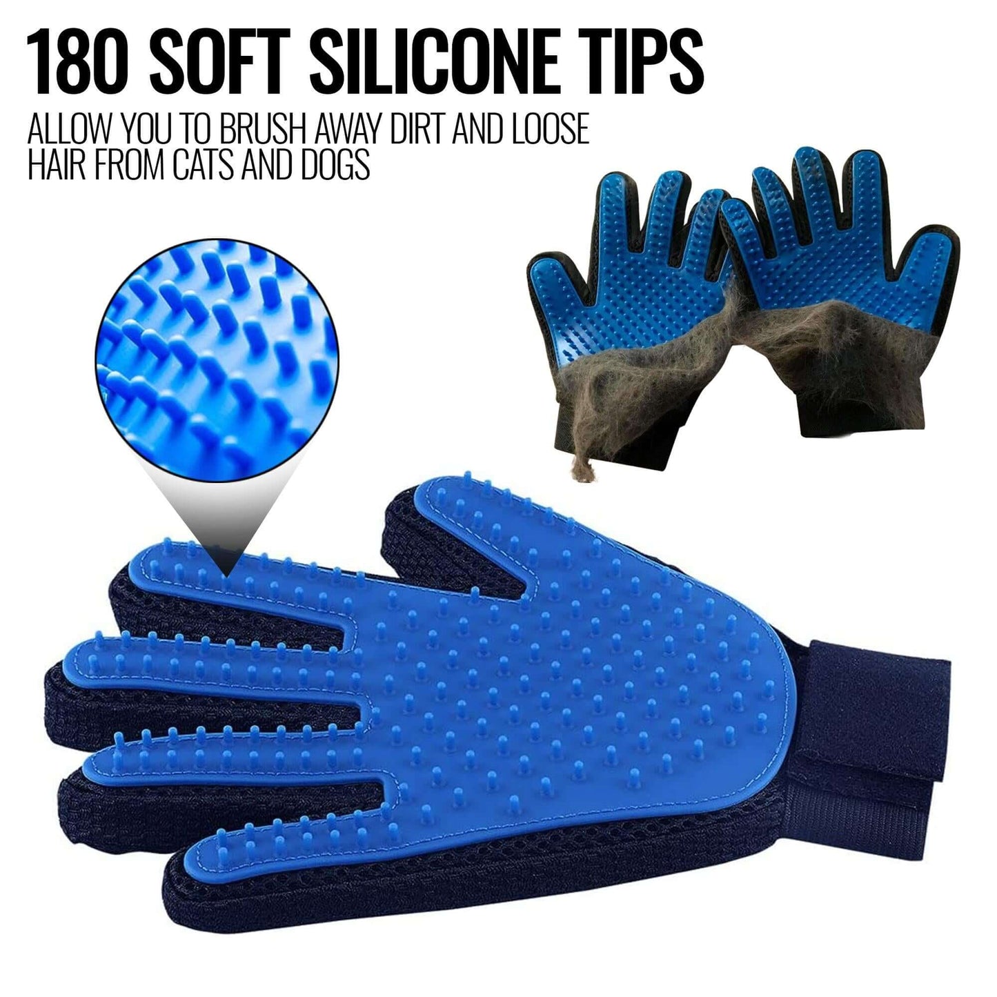 Pet Grooming Gloves Dog Brush Mitts Deshedding Hair Removal Massage by Periwinkle Eros | Buy at Pawport