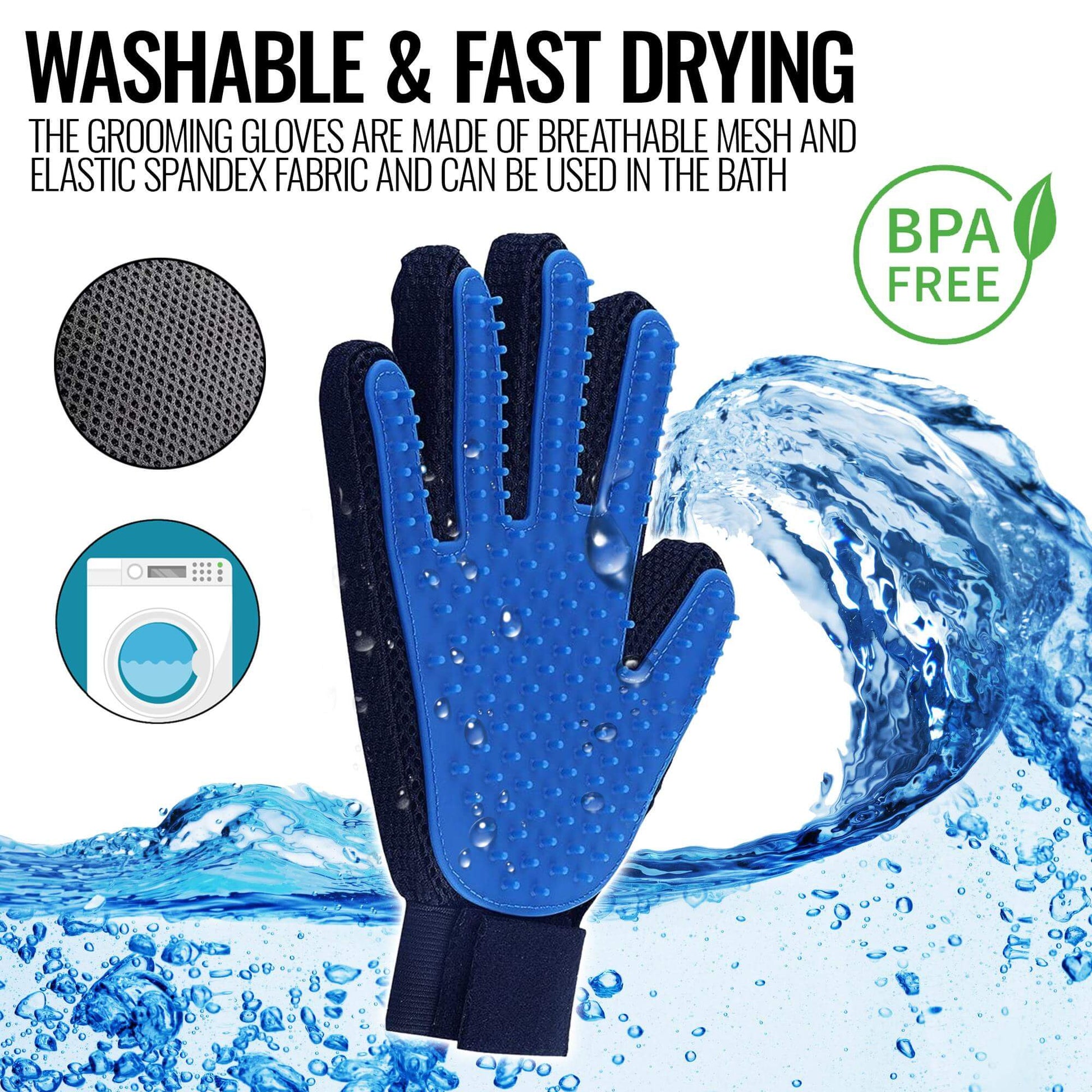 Pet Grooming Gloves Dog Brush Mitts Deshedding Hair Removal Massage by Periwinkle Eros | Buy at Pawport