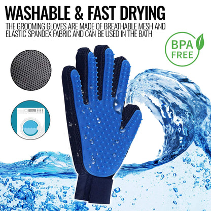Pet Grooming Gloves Dog Brush Mitts Deshedding Hair Removal Massage by Periwinkle Eros | Buy at Pawport