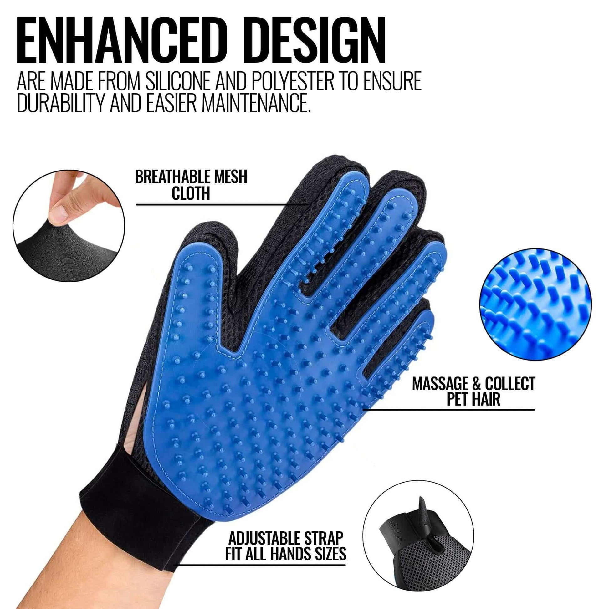 Pet Grooming Gloves Dog Brush Mitts Deshedding Hair Removal Massage by Periwinkle Eros | Buy at Pawport
