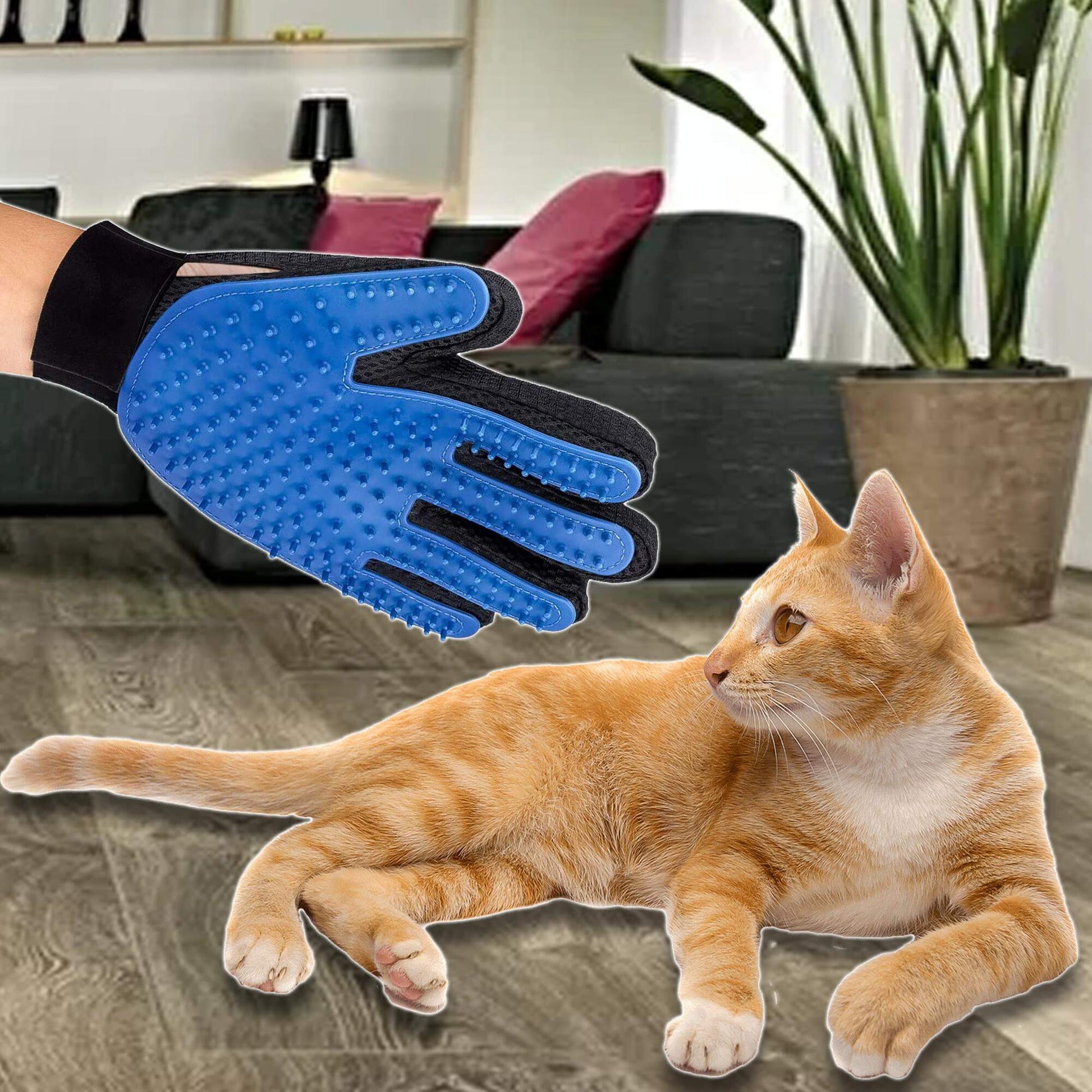 Pet Grooming Gloves Dog Brush Mitts Deshedding Hair Removal Massage by Periwinkle Eros | Buy at Pawport
