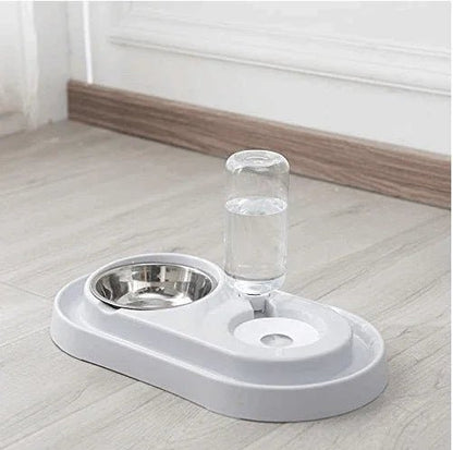 Stainless Steel Pet Bowls with Automatic Water Bottle by Tan Cress | Buy at Pawport