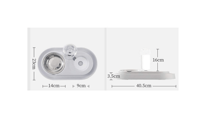 Stainless Steel Pet Bowls with Automatic Water Bottle by Tan Cress | Buy at Pawport