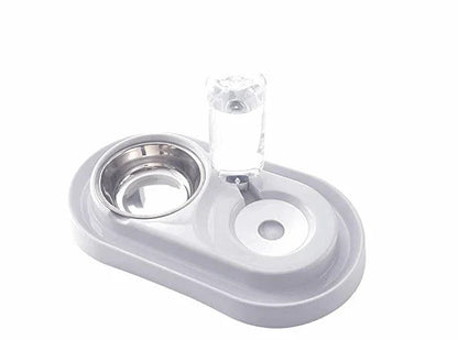 Stainless Steel Pet Bowls with Automatic Water Bottle by Tan Cress | Buy at Pawport